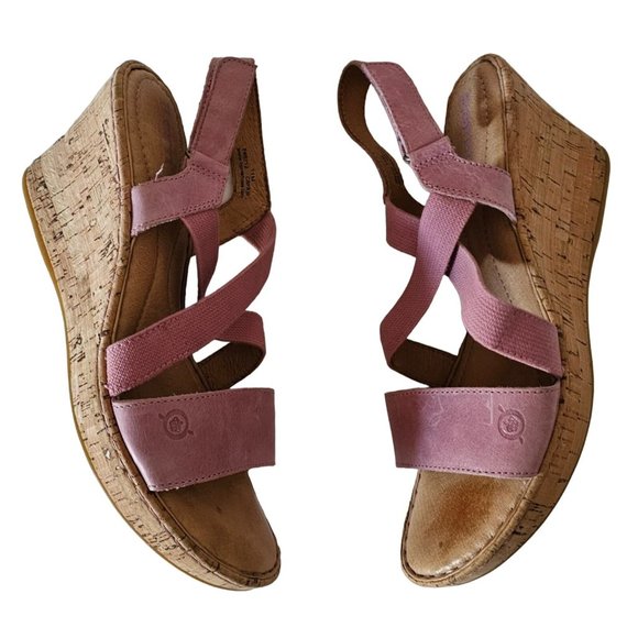 BORN Women's HYURO Strappy Cork Wedge Sandals, Pink Size 11M - Picture 2 of 11